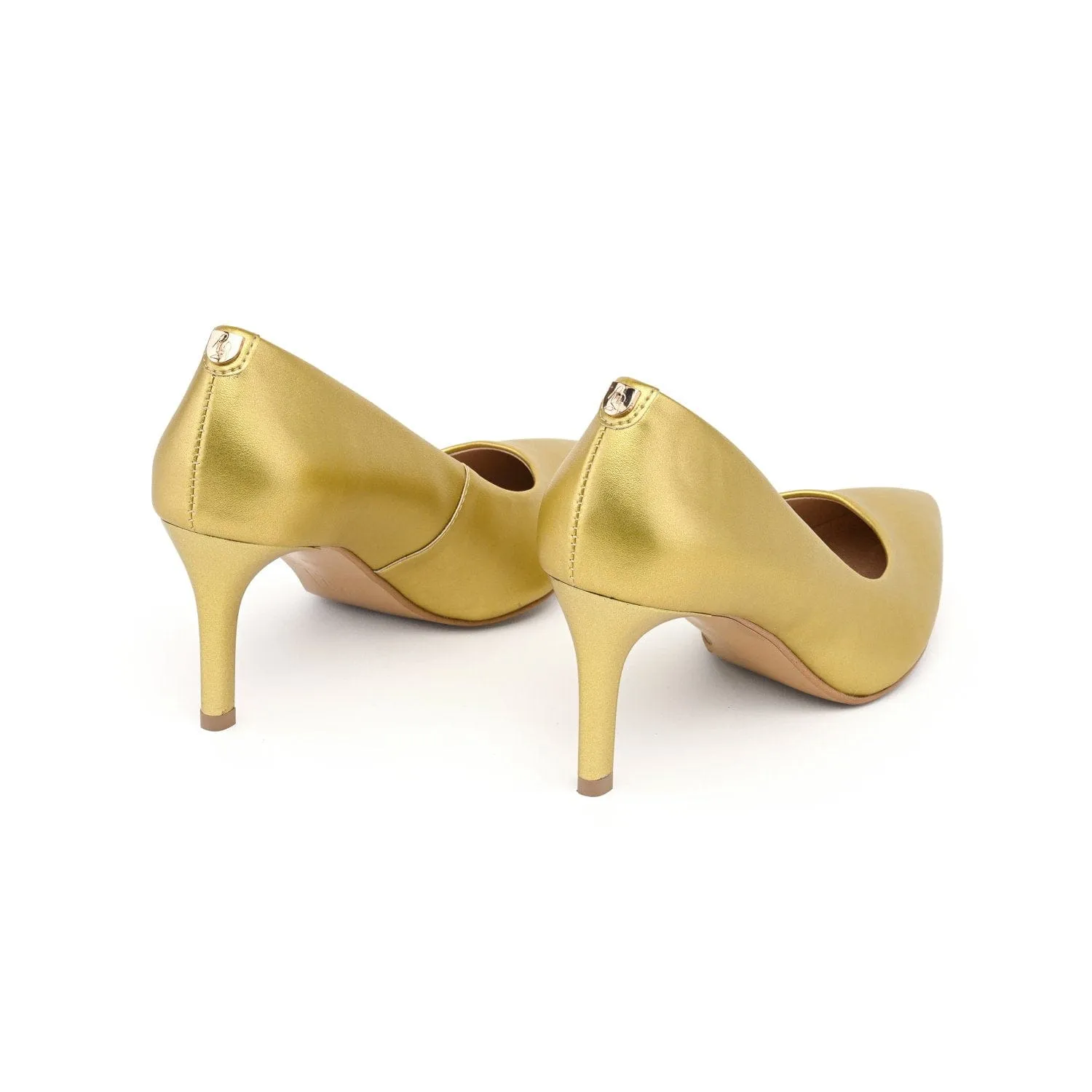 Talons 75mm en similicuir végan pomme | Glamour doré
