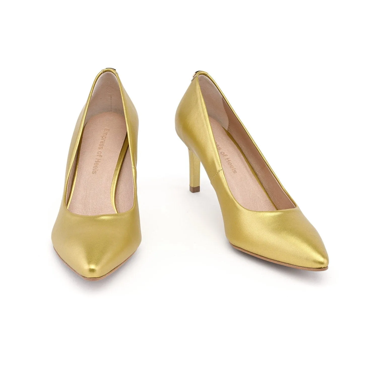 Talons 75mm en similicuir végan pomme | Glamour doré