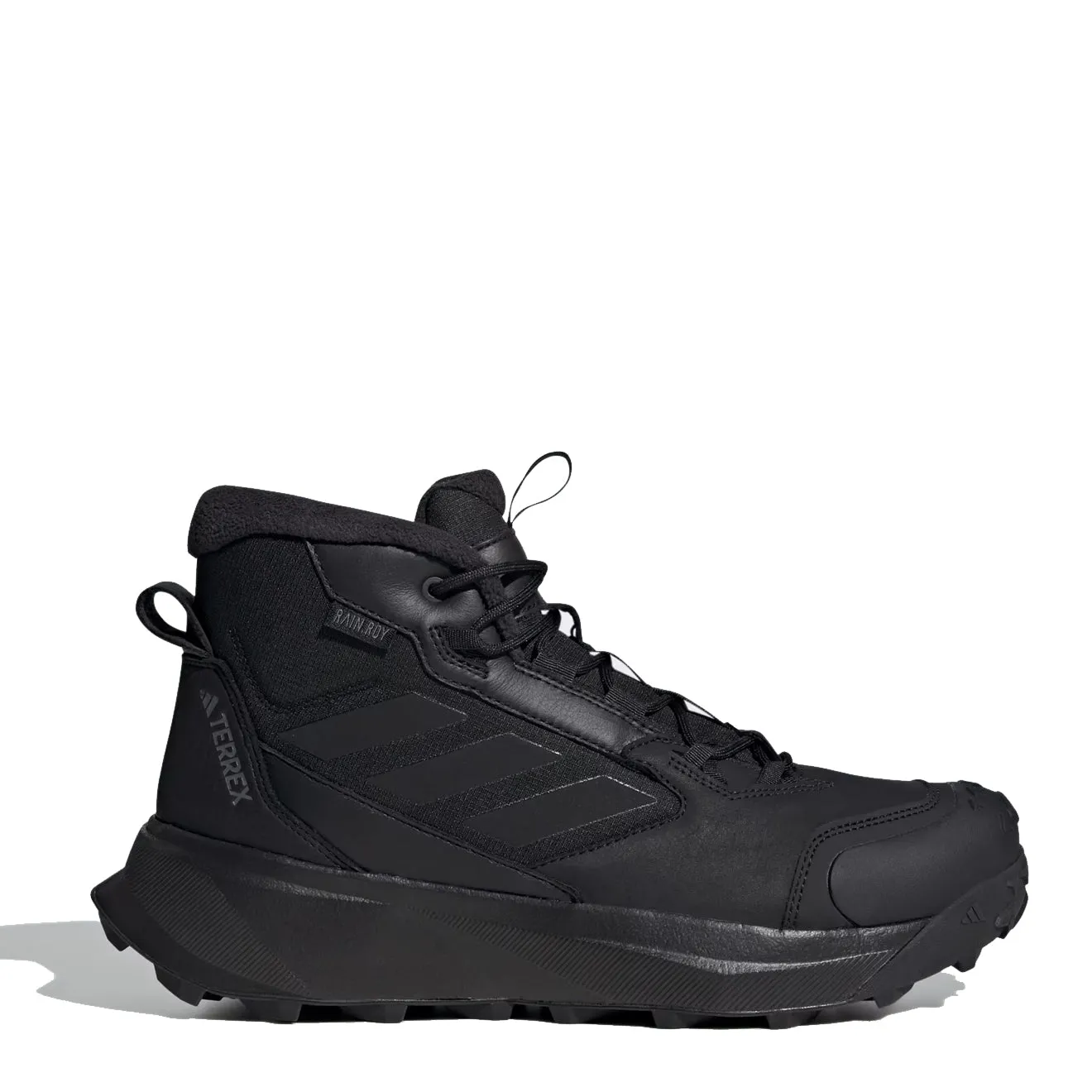 Adidas Terrex Bottes d'hiver en cuir à tige mi-haute Noir de base / Noir de base / Gris quatre