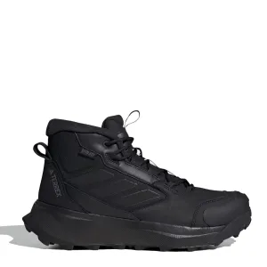 Adidas Terrex Bottes d'hiver en cuir à tige mi-haute Noir de base / Noir de base / Gris quatre