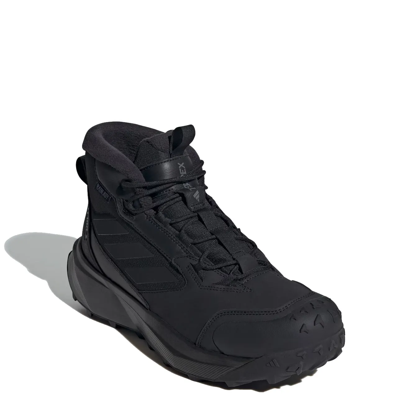 Adidas Terrex Bottes d'hiver en cuir à tige mi-haute Noir de base / Noir de base / Gris quatre