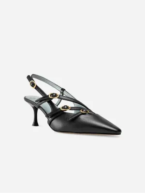 Escarpins Alice Vegan à bride en similicuir de pomme | Noir