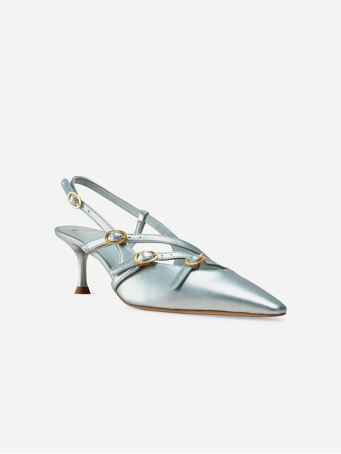 Escarpins Alice Vegan à bride en similicuir pomme | Bleu irisé