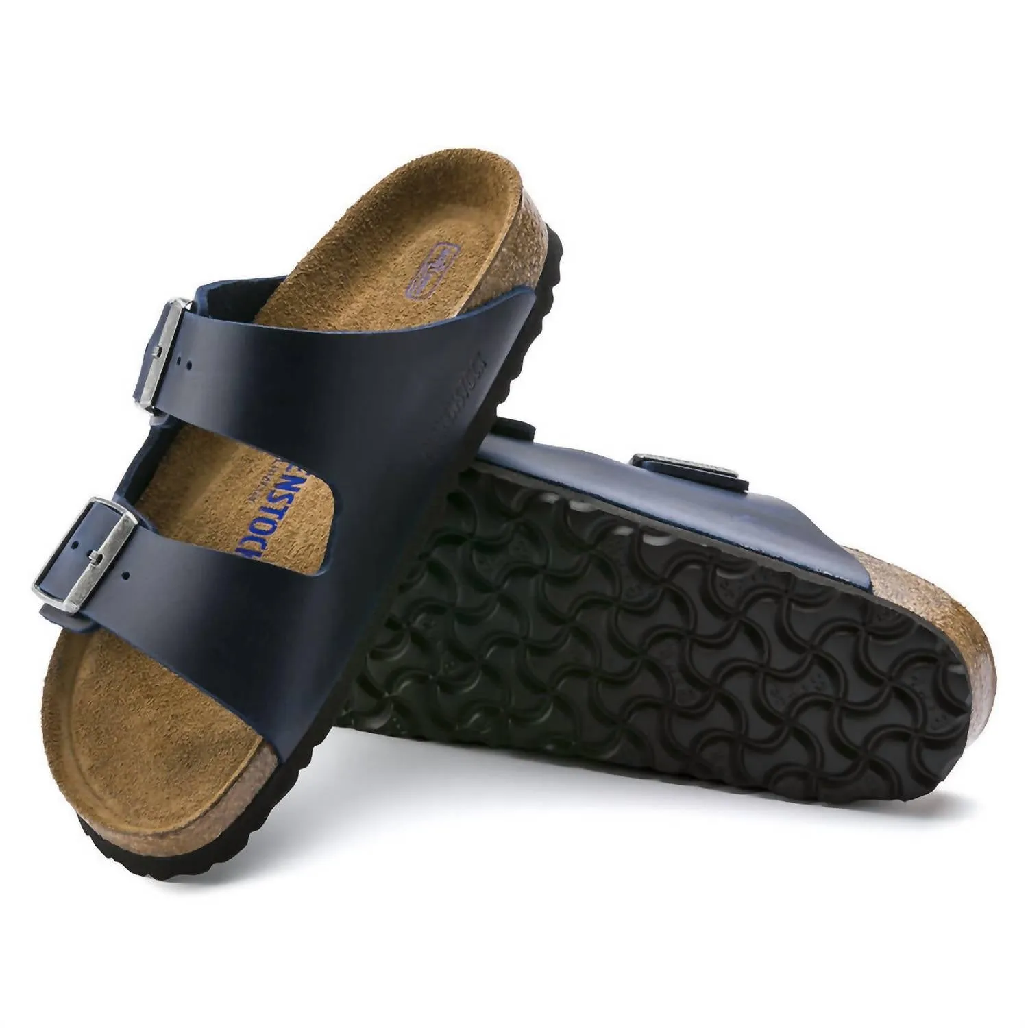 Arizona Flats en Cuir Huilé Bleu