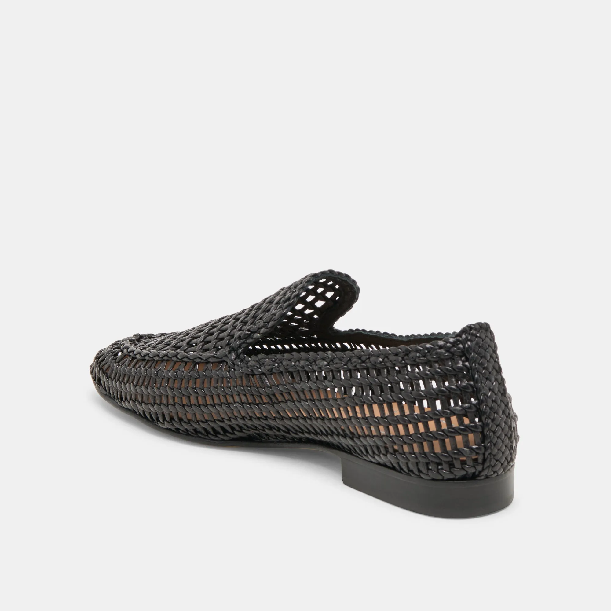 ARMOND FLATS CUIR TISSÉ NOIR