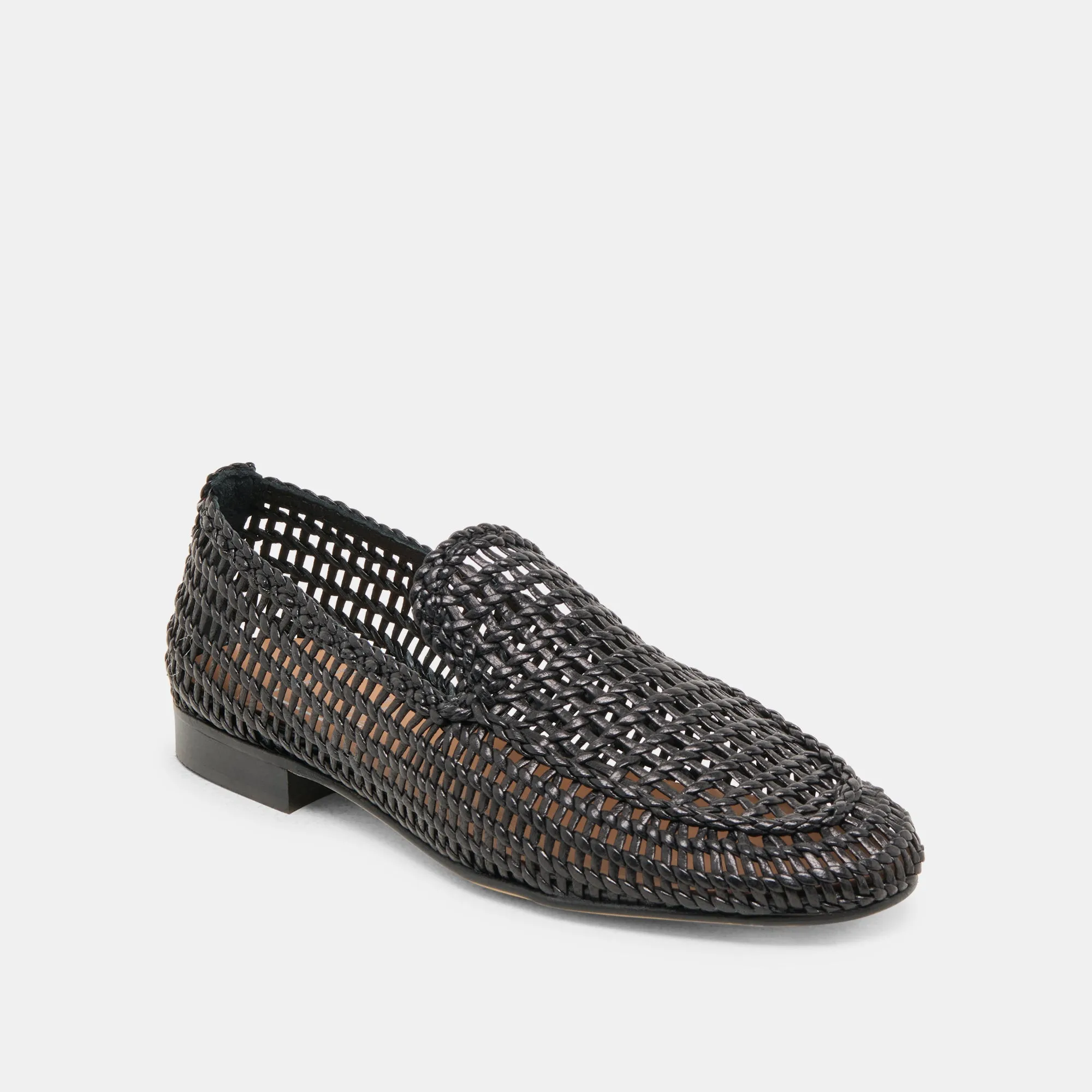 ARMOND FLATS CUIR TISSÉ NOIR