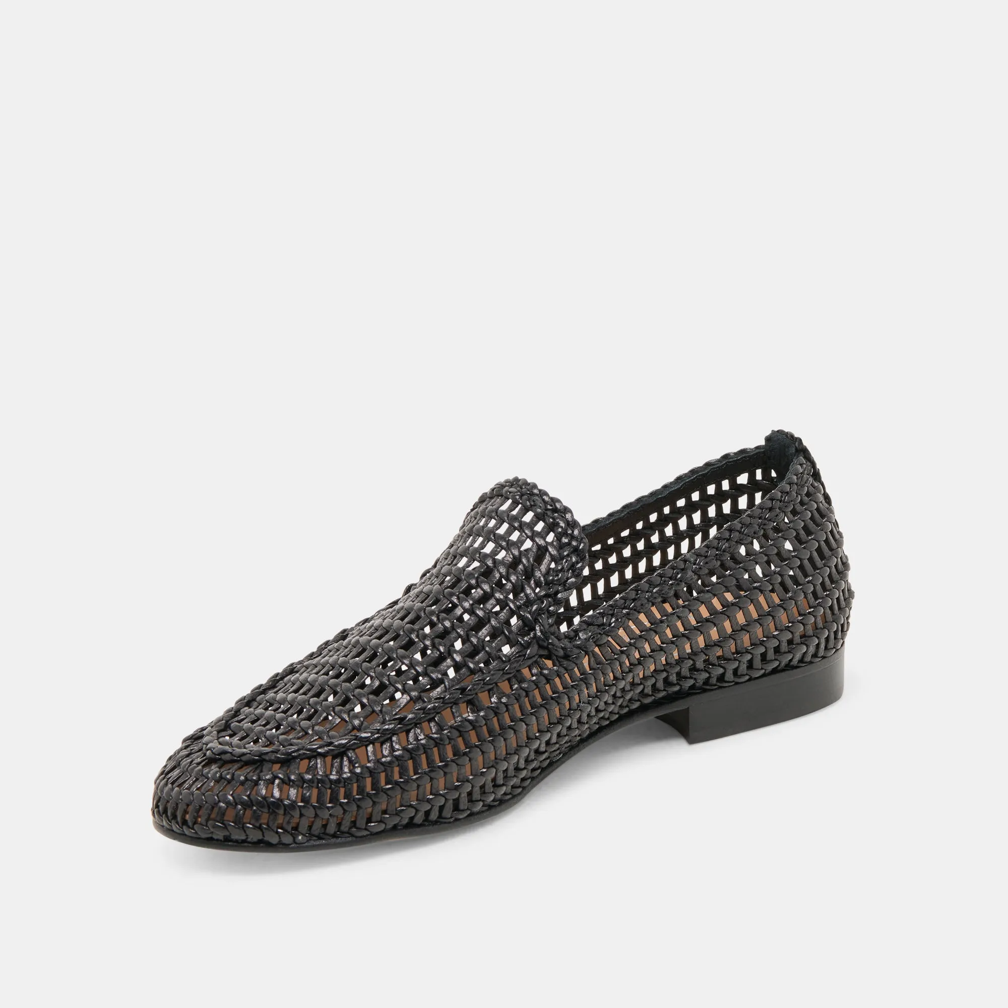 ARMOND FLATS CUIR TISSÉ NOIR