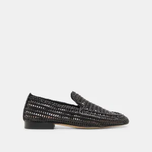 ARMOND FLATS CUIR TISSÉ NOIR