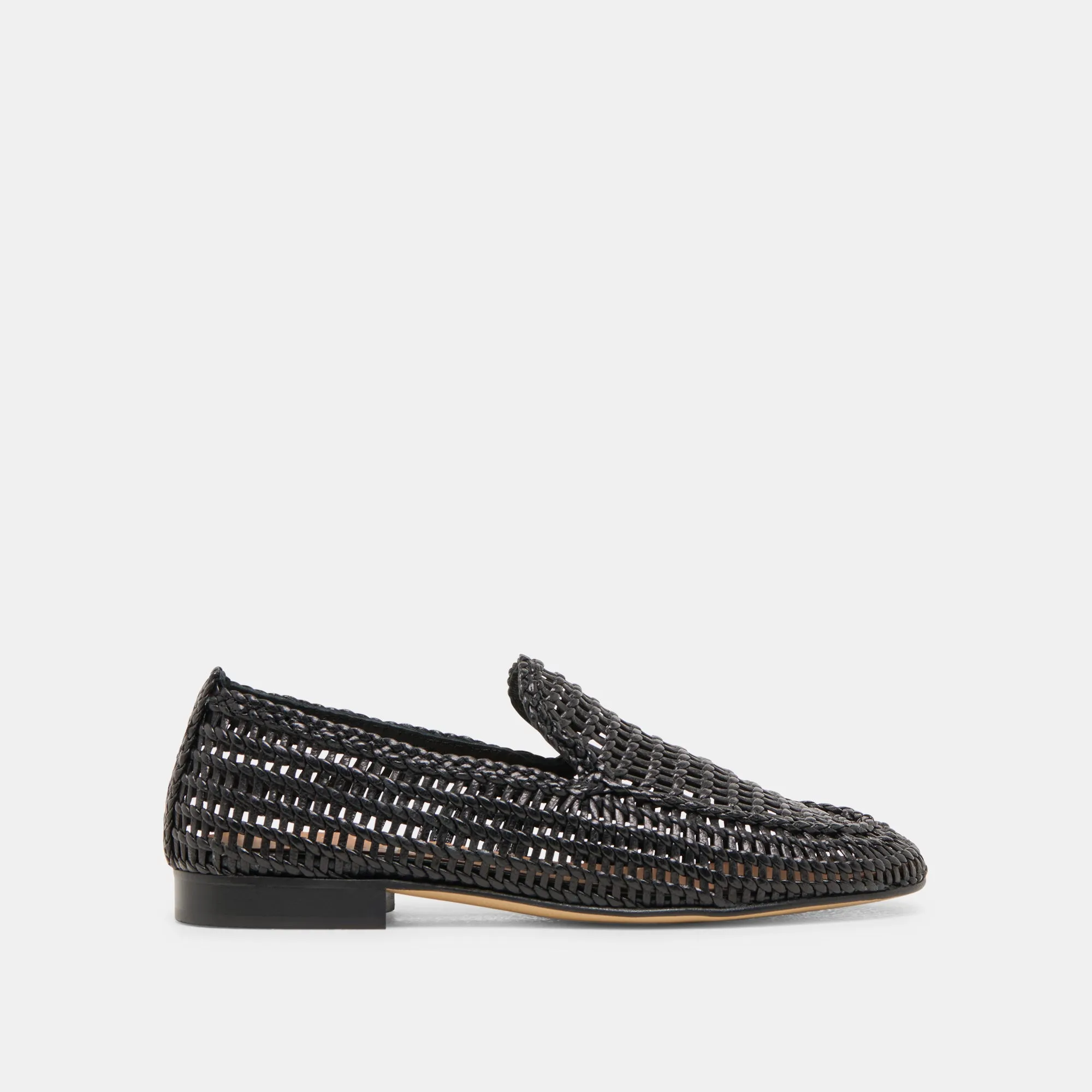 ARMOND FLATS CUIR TISSÉ NOIR