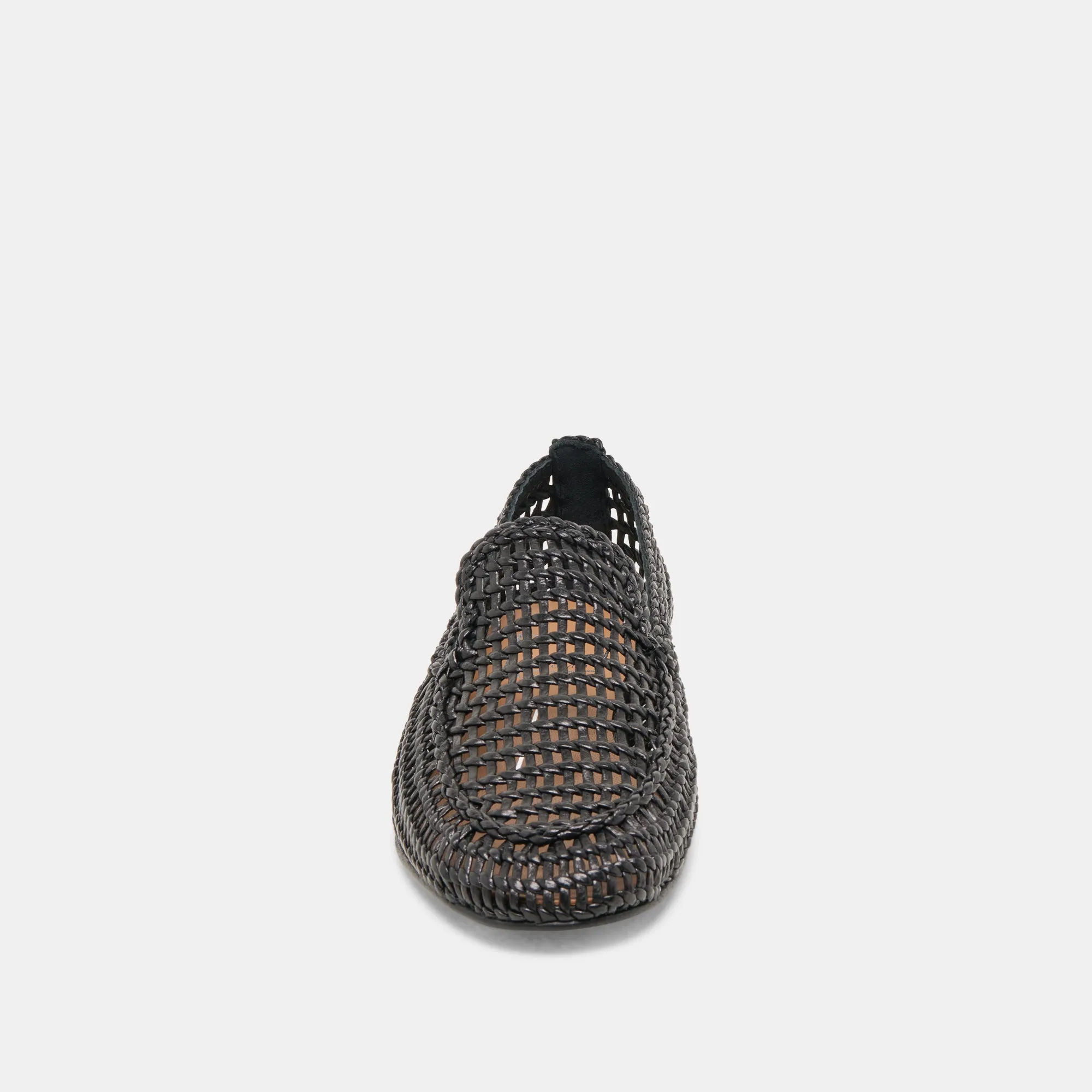 ARMOND FLATS CUIR TISSÉ NOIR
