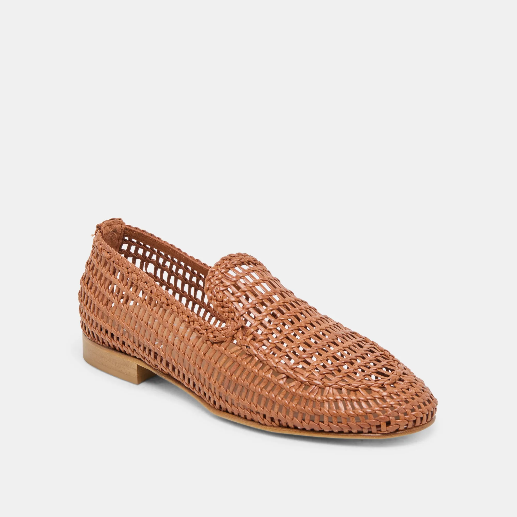 ARMOND FLATS COGNAC CUIR TISSÉ