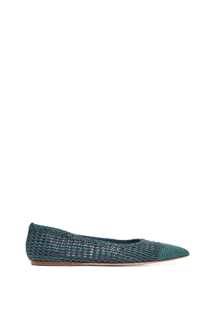 Chaussure plate tressée Aurora en cuir multicolore marine