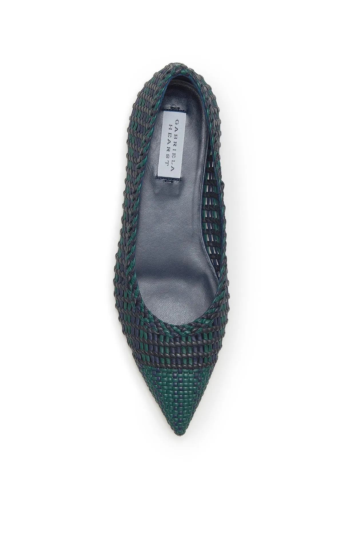 Chaussure plate tressée Aurora en cuir multicolore marine