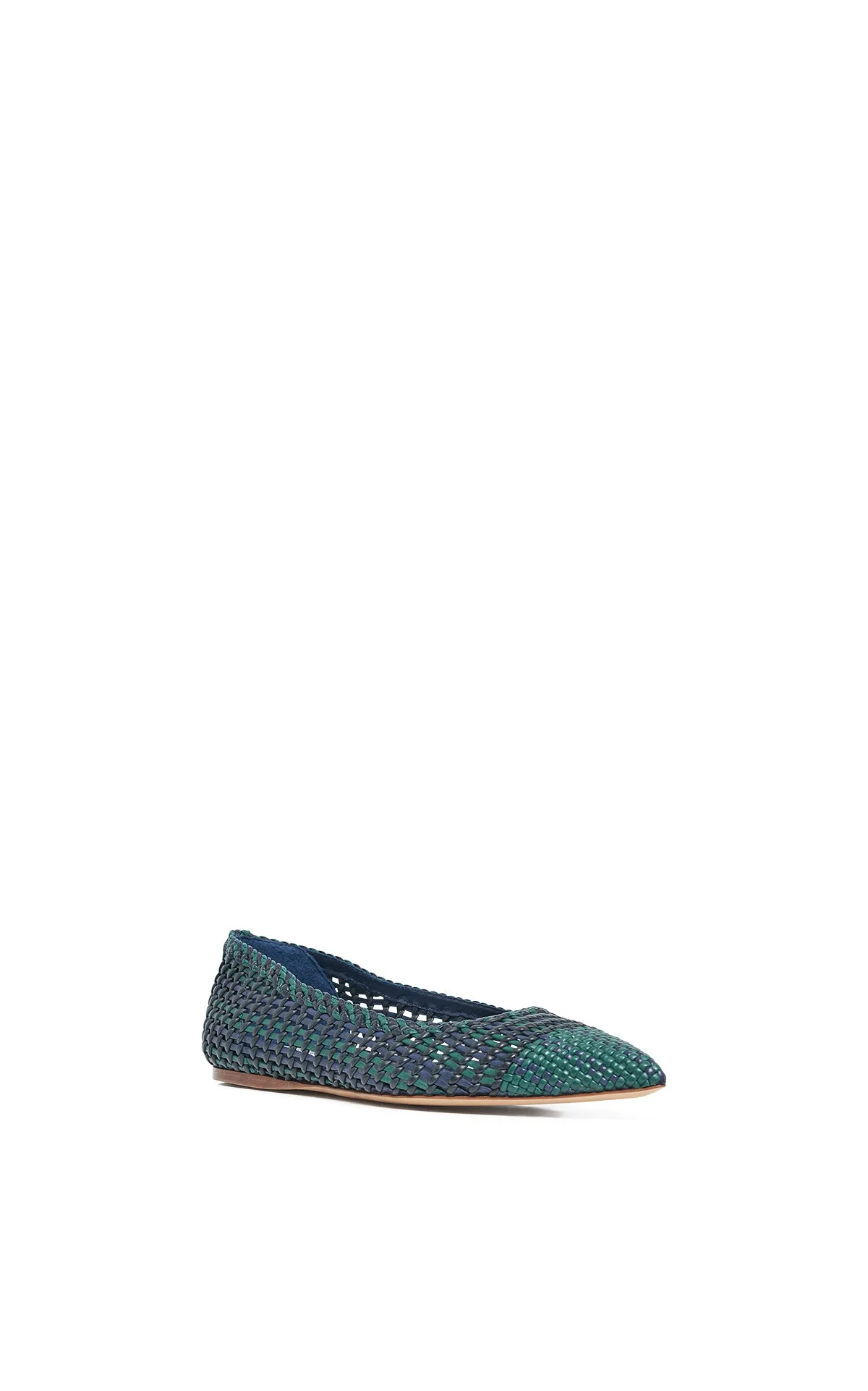 Chaussure plate tressée Aurora en cuir multicolore marine