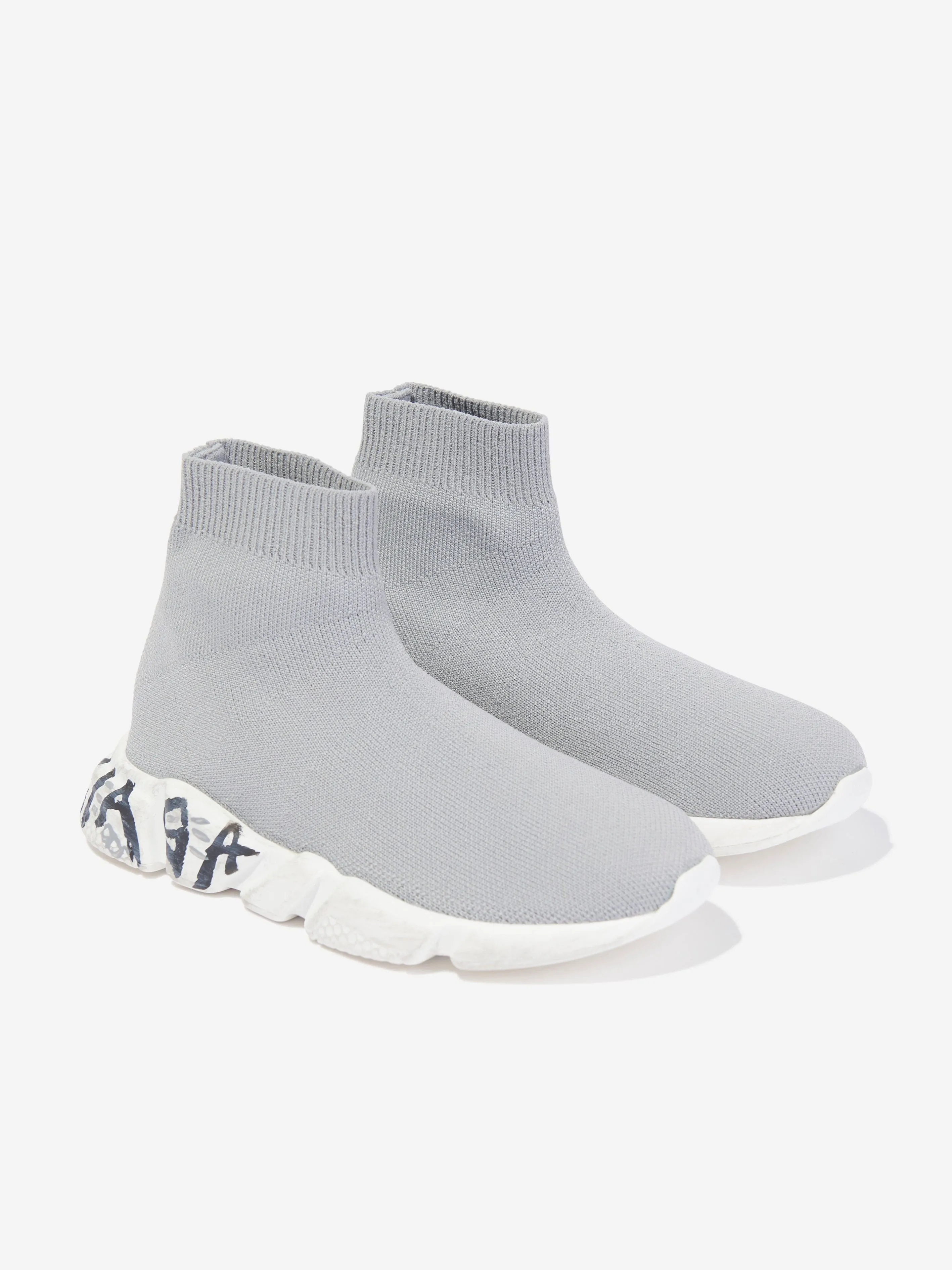 Balenciaga Kids Sole Graffiti Speed Trainers en Gris