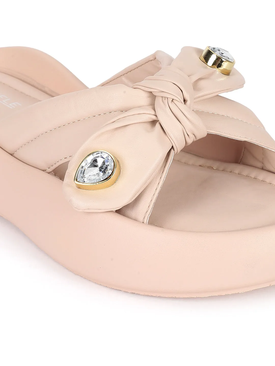 Ballerines élégantes en PU diamanté beige (TC-RS3587-BEIG)