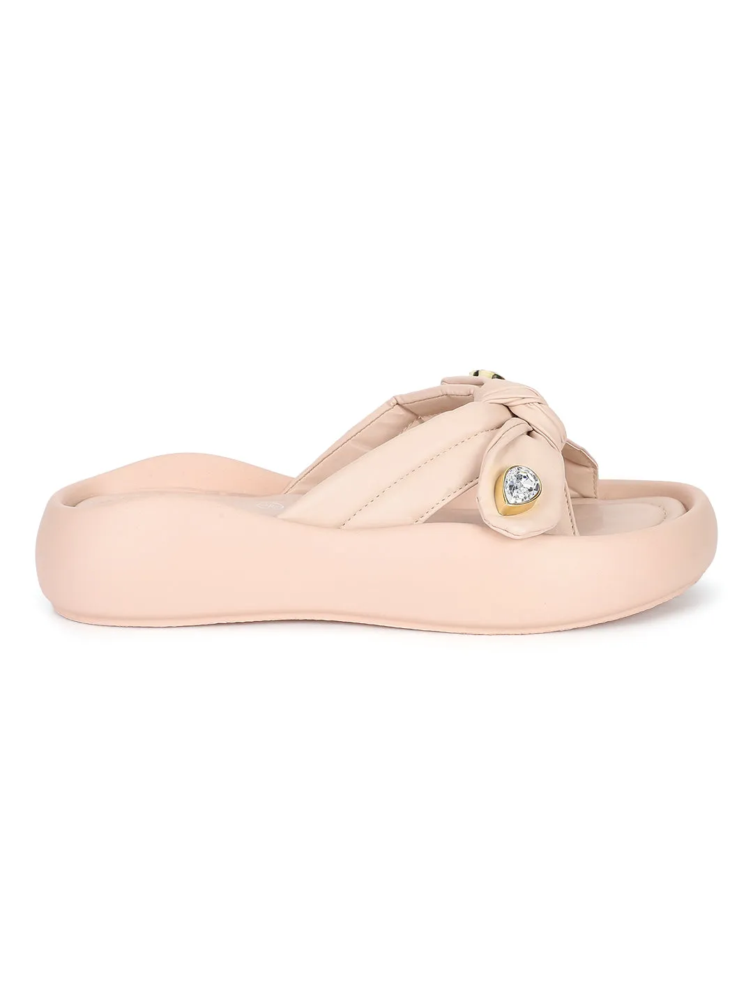 Ballerines élégantes en PU diamanté beige (TC-RS3587-BEIG)