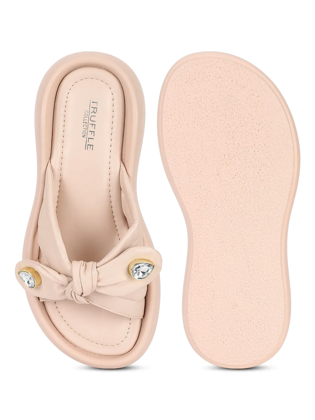 Ballerines élégantes en PU diamanté beige (TC-RS3587-BEIG)