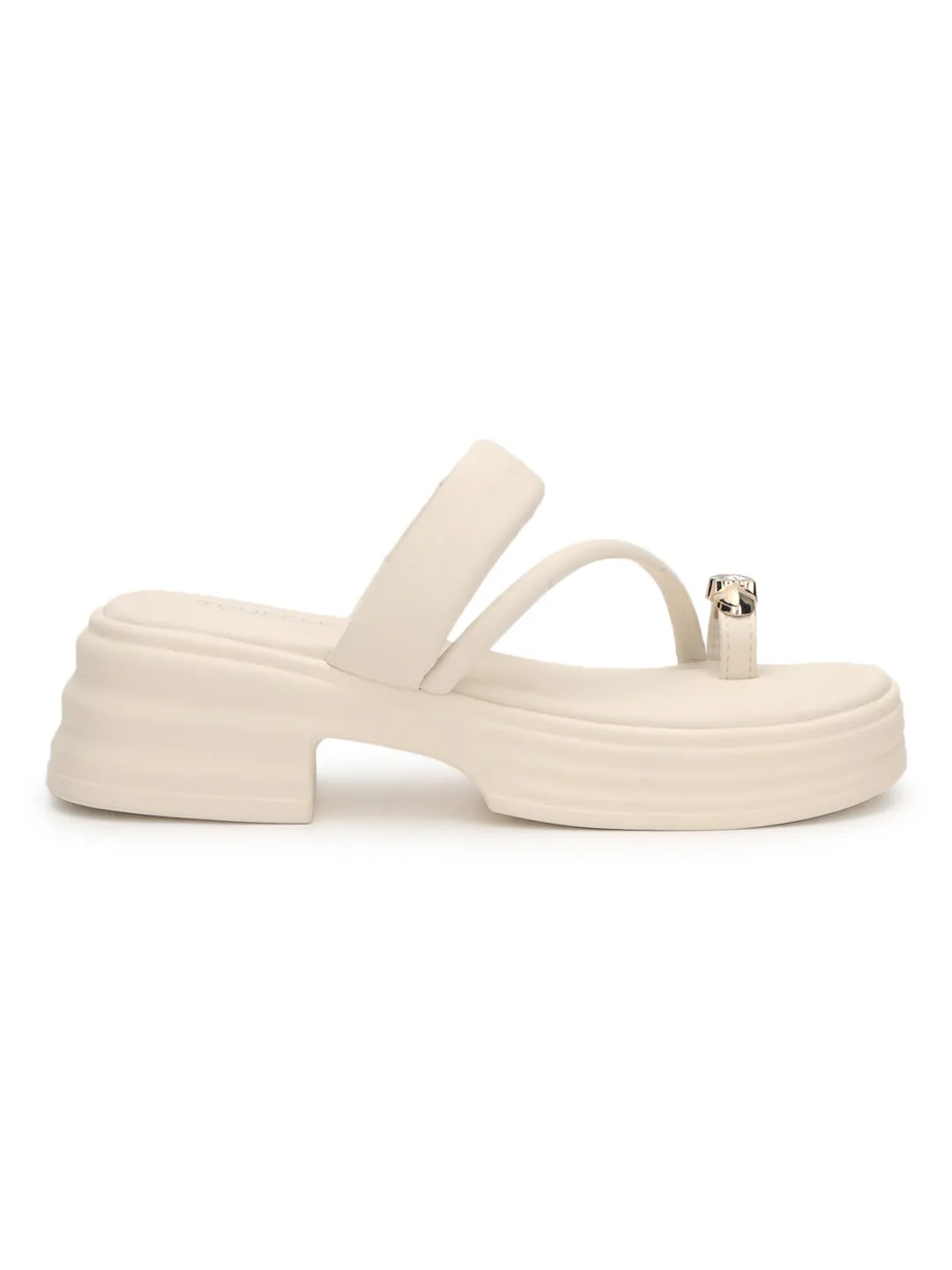 Ballerines à enfiler en PU beige avec détail diamant au bout (TC-RS3596-BEIG)
