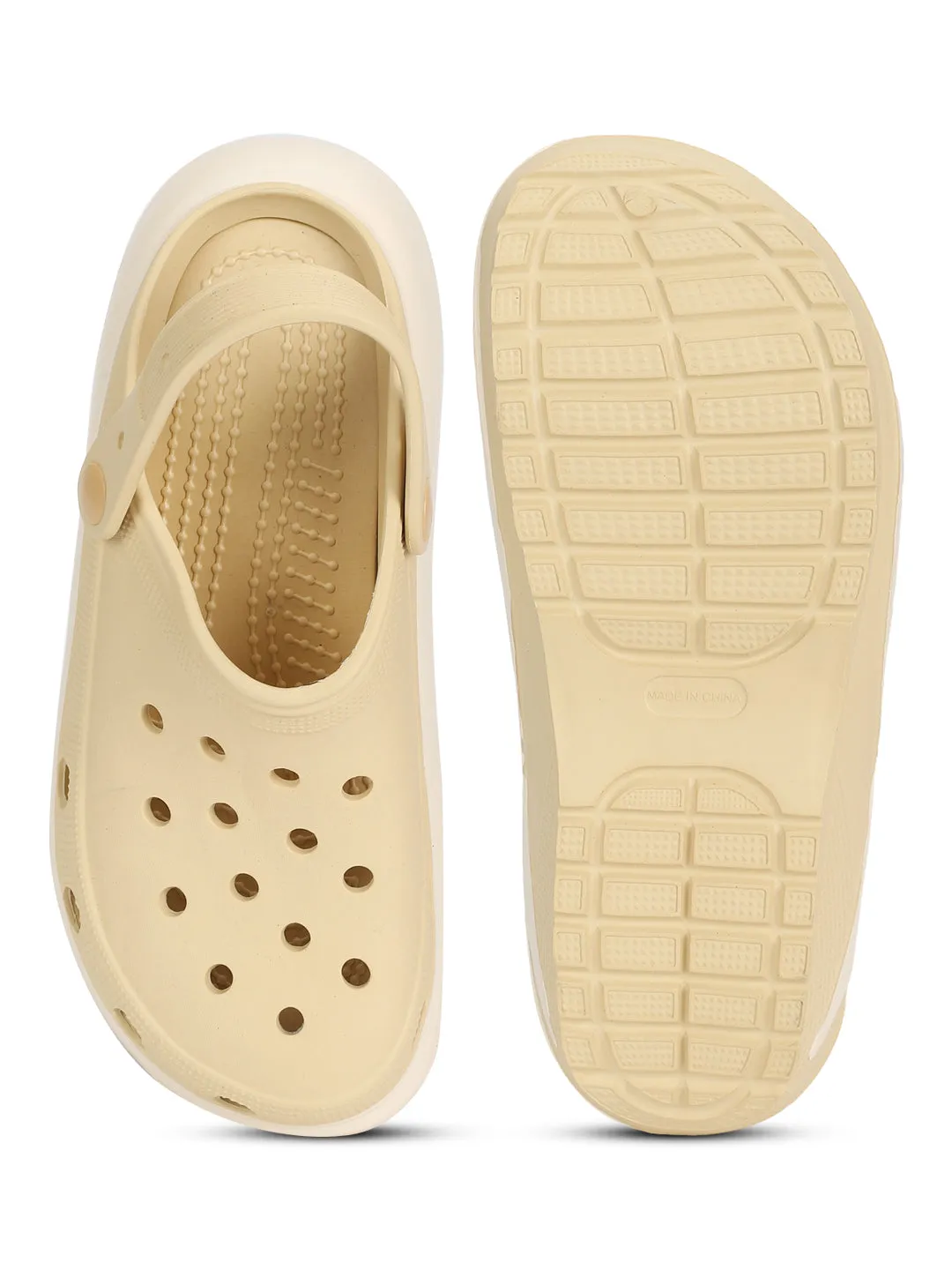 Mules en PU beige à enfiler style Croc (TC-RS3496-BEIG)