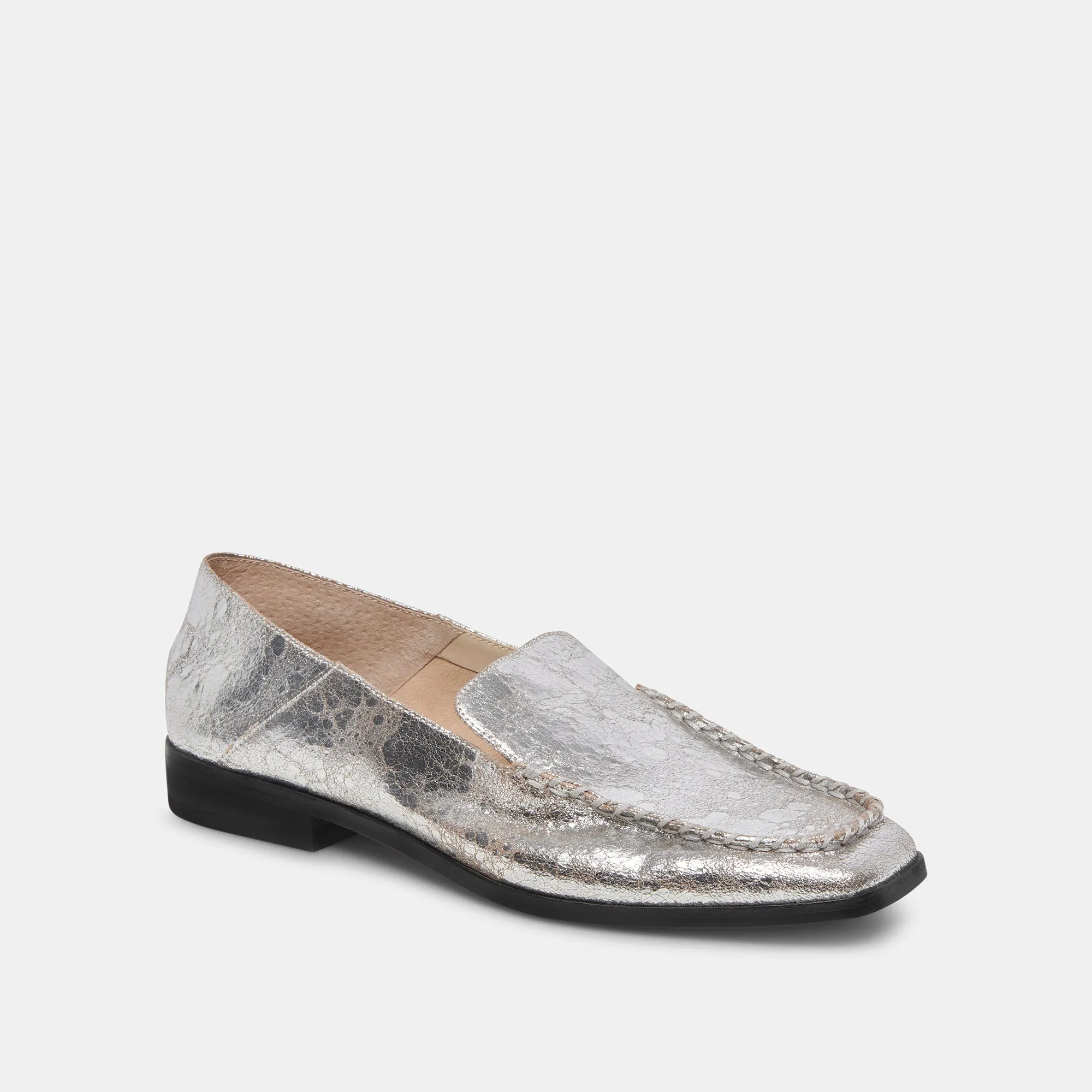 BENY FLATS CUIR ARGENTÉ VIEILLI