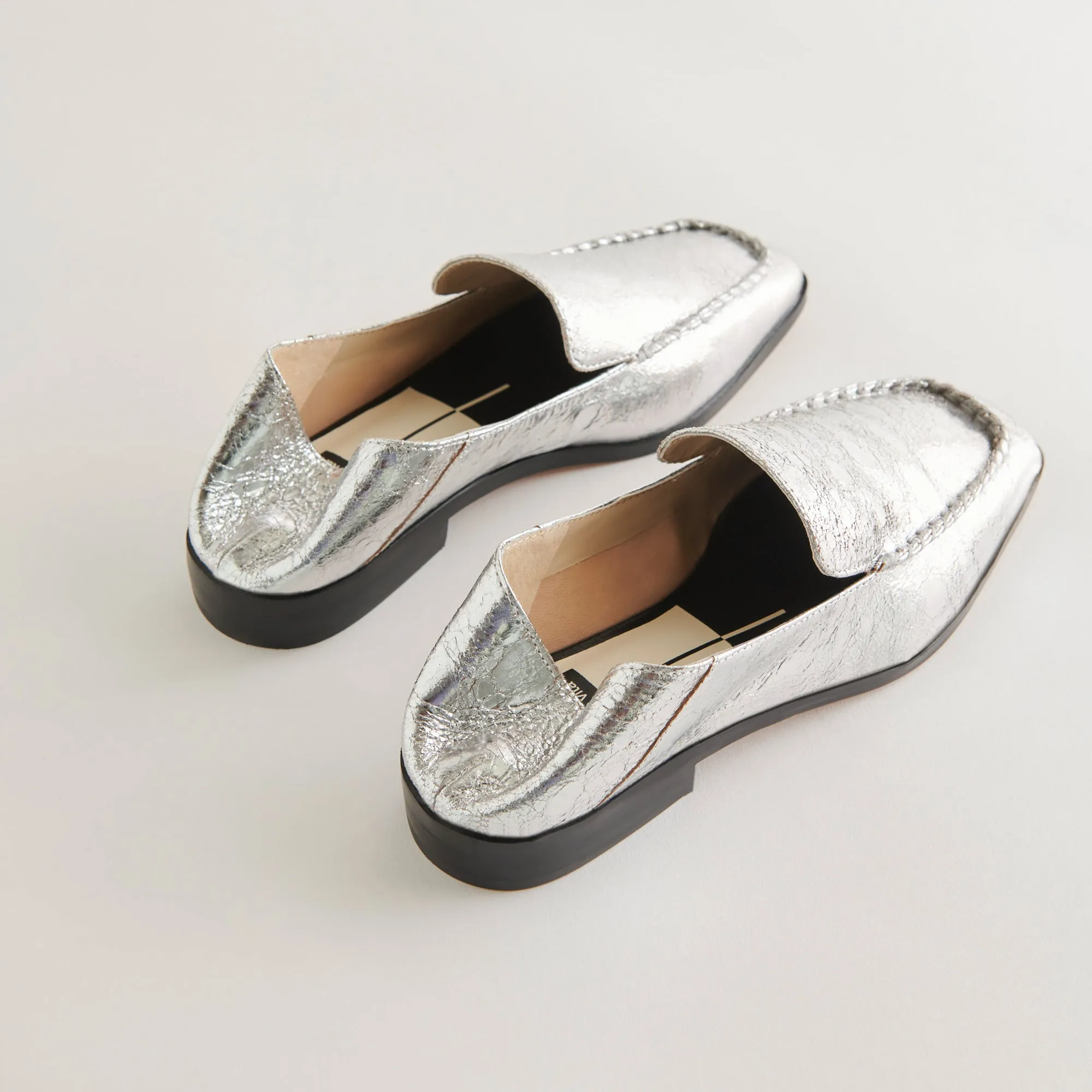 BENY FLATS CUIR ARGENTÉ VIEILLI