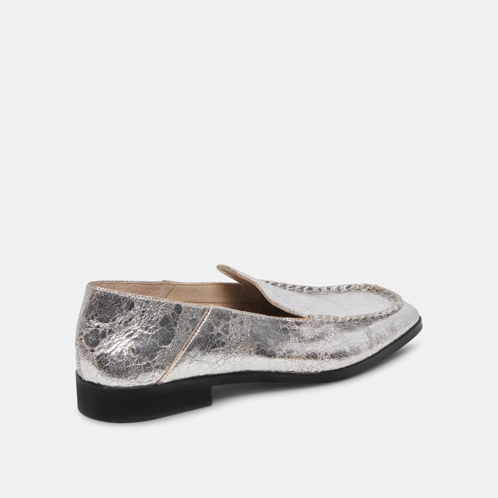 BENY FLATS CUIR ARGENTÉ VIEILLI