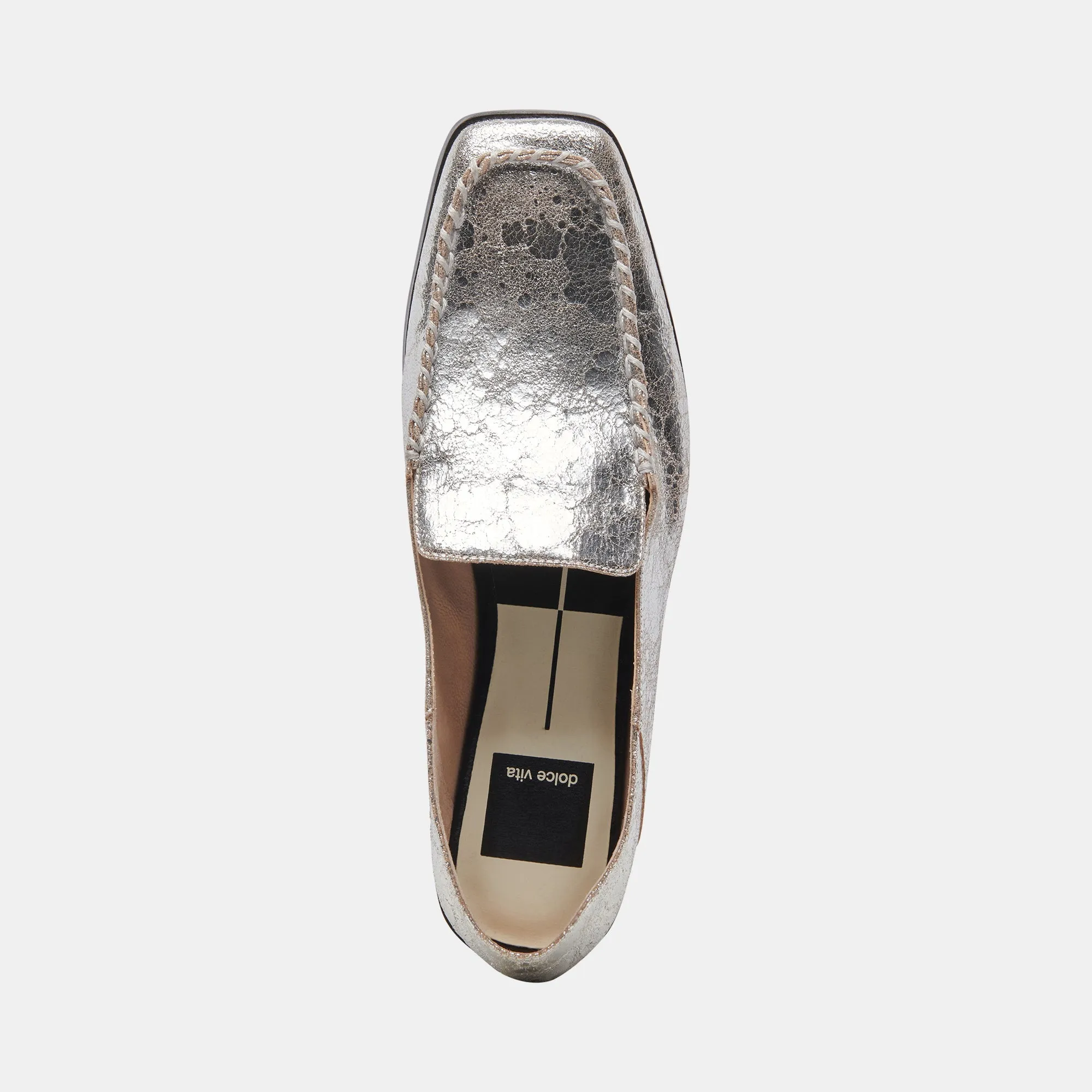 BENY FLATS CUIR ARGENTÉ VIEILLI