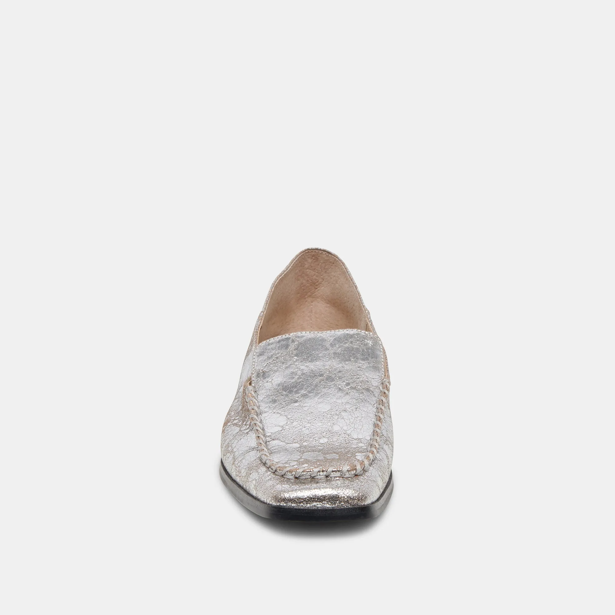 BENY FLATS CUIR ARGENTÉ VIEILLI