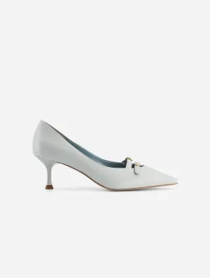 Escarpins à petit talon en cuir pomme Beryl | Bleu glacé
