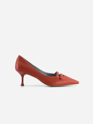 Escarpins à petit talon en cuir pomme Beryl | Rouille