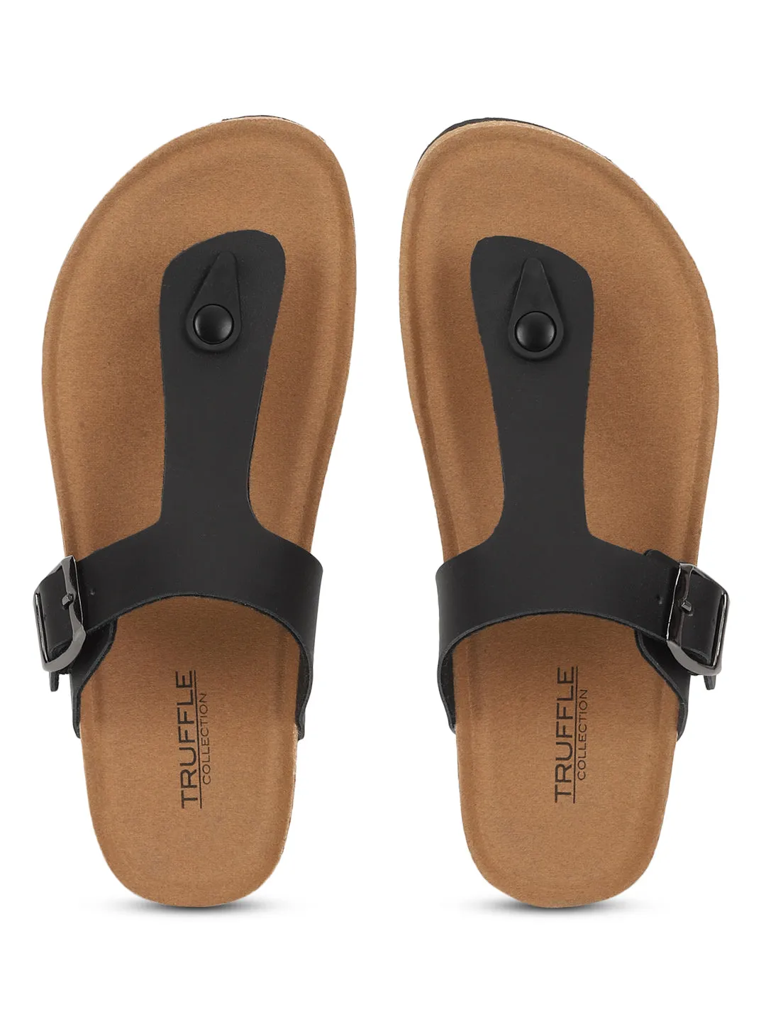 Ballerines à semelle intérieure en liège et latex PU noir (TC-070202-BLK)
