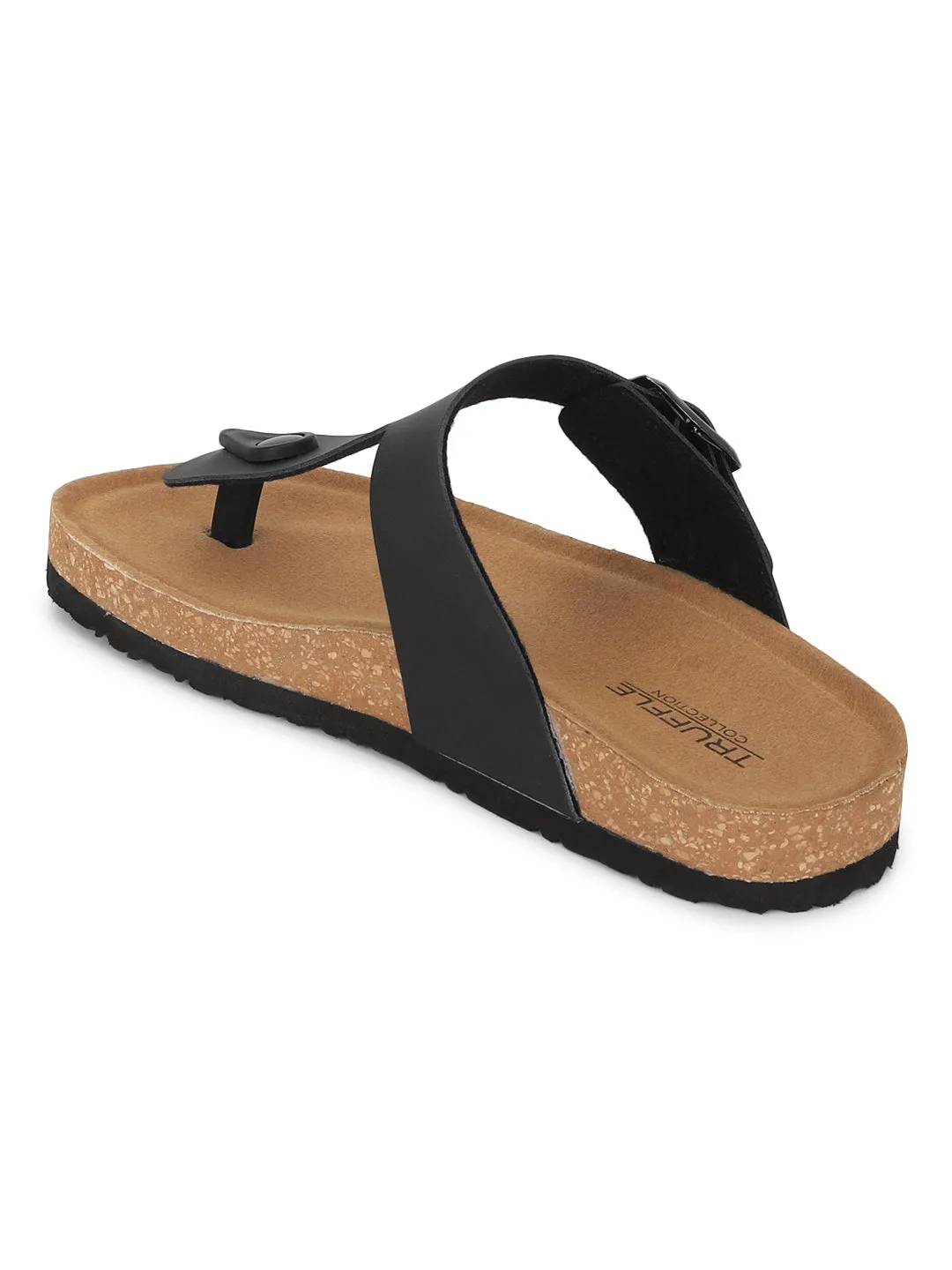 Ballerines à semelle intérieure en liège et latex PU noir (TC-070202-BLK)