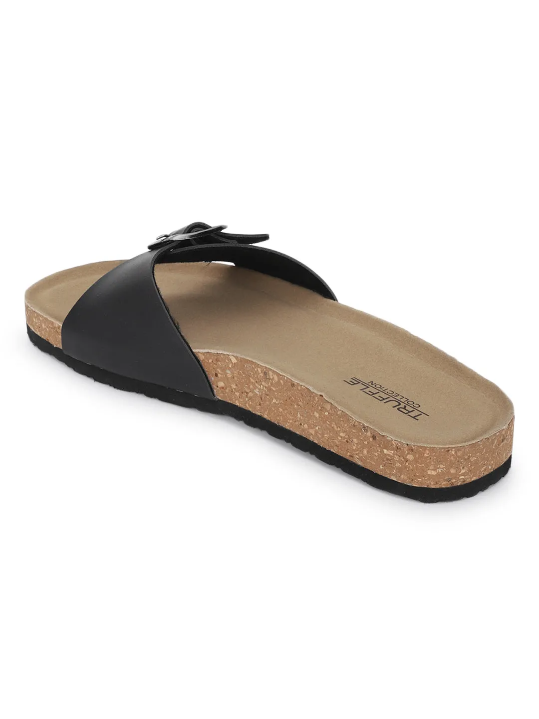 Ballerines à semelle intérieure en liège et latex PU noir (TC-100505-BLK)
