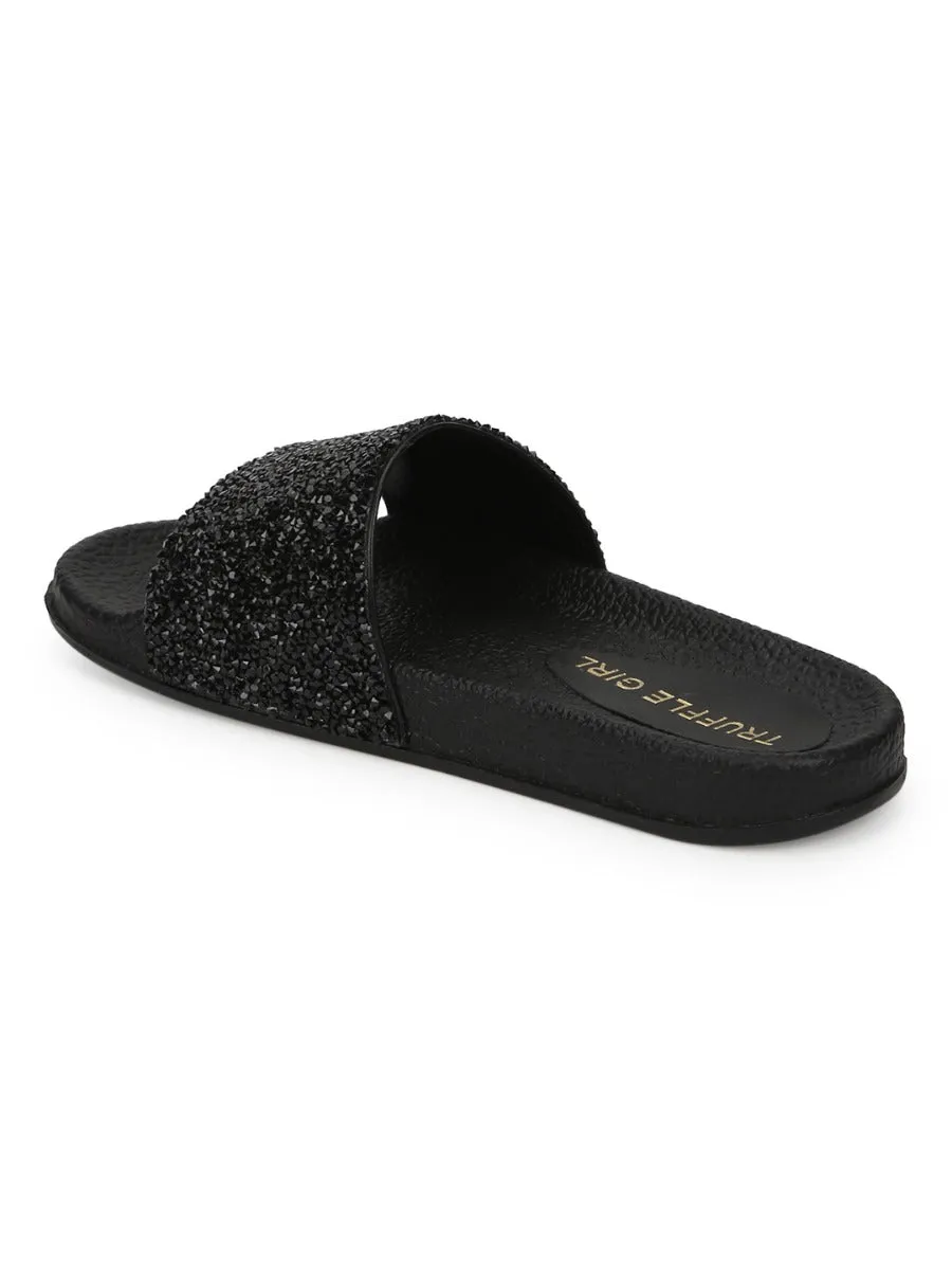 Sandales à paillettes PU noir