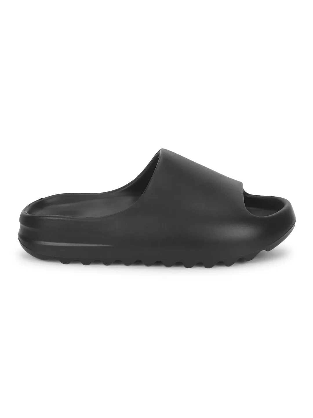 Mules en PU noir à bout ouvert (TC-RS3091-BLK)