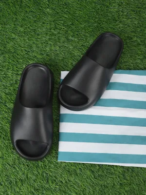 Mules en PU noir à bout ouvert (TC-RS3091-BLK)