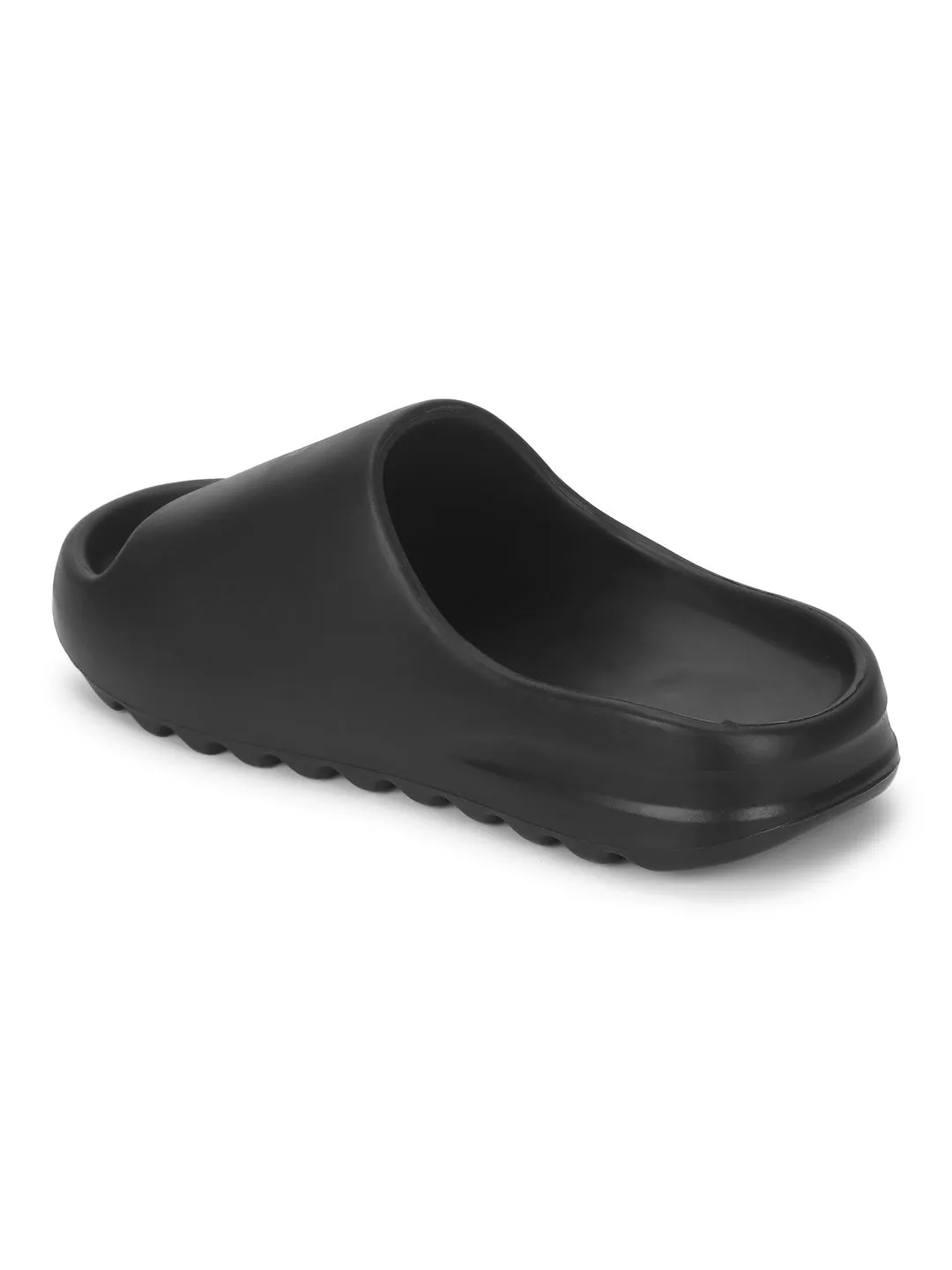 Mules en PU noir à bout ouvert (TC-RS3091-BLK)