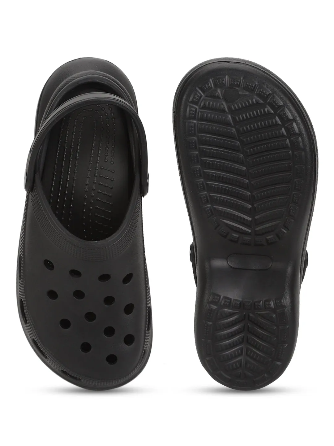 Mules en PU noir style Crocs (TC-RS3479-BLK)