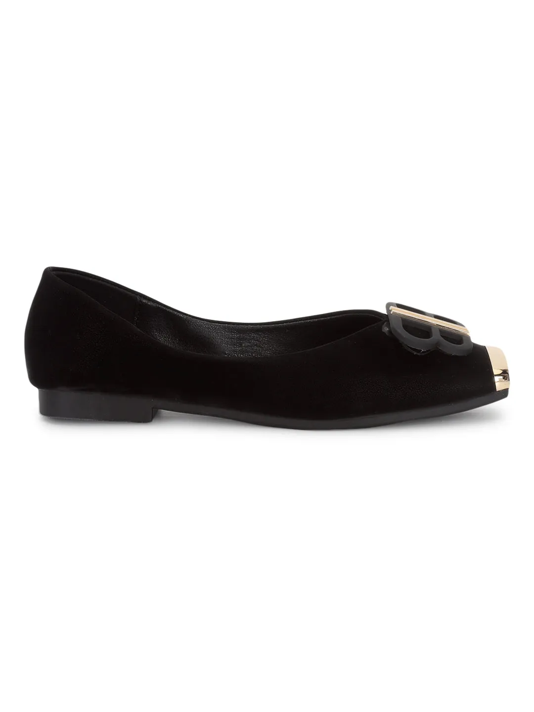 Ballerines élégantes à enfiler en PU noir (TC-RS3646-BLK)