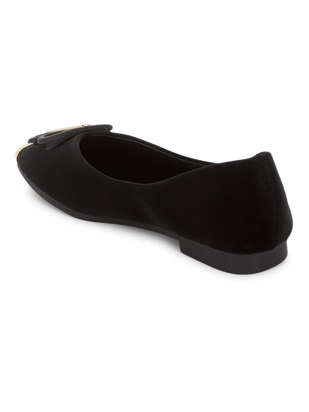 Ballerines élégantes à enfiler en PU noir (TC-RS3646-BLK)