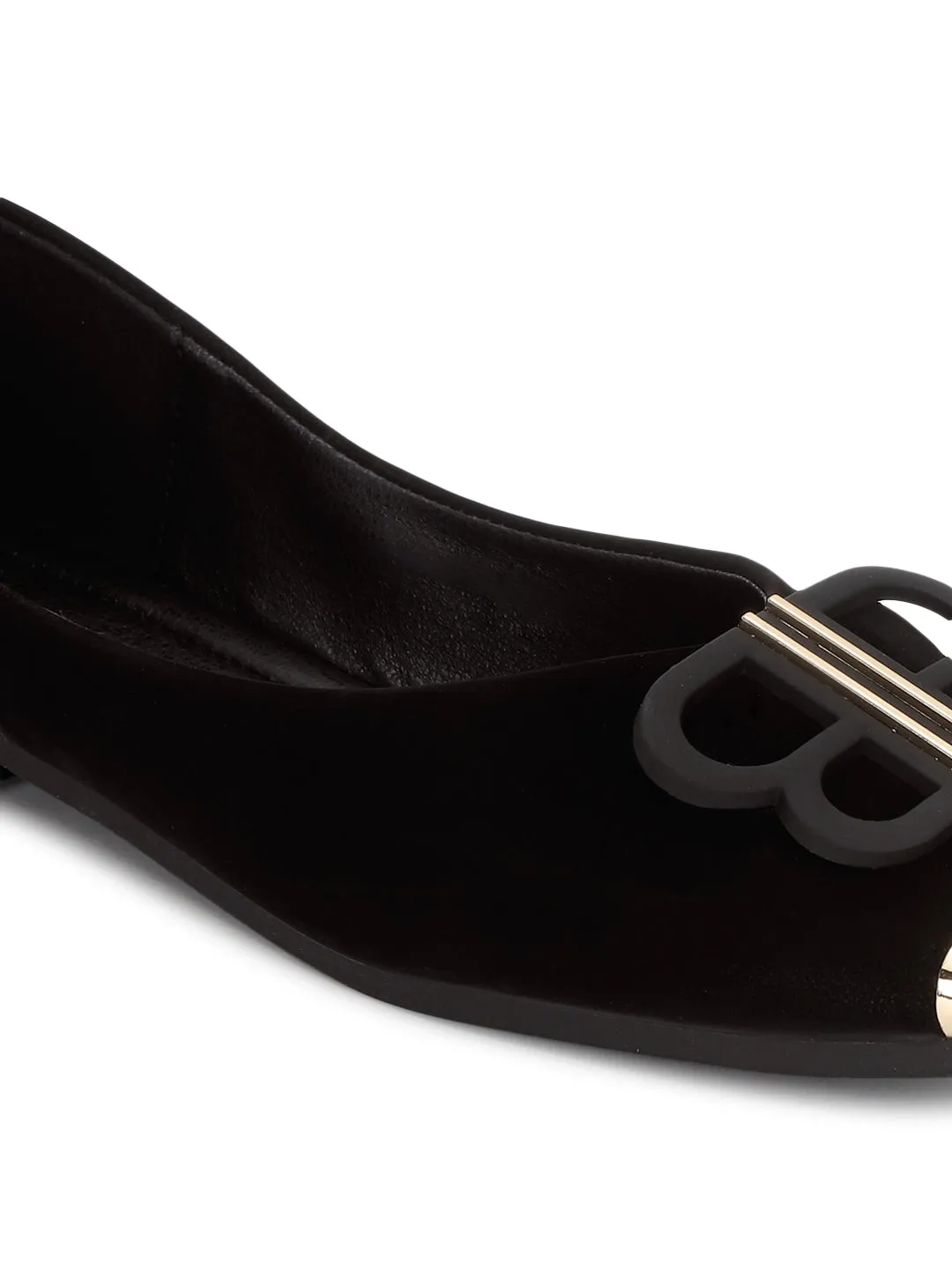 Ballerines élégantes à enfiler en PU noir (TC-RS3646-BLK)