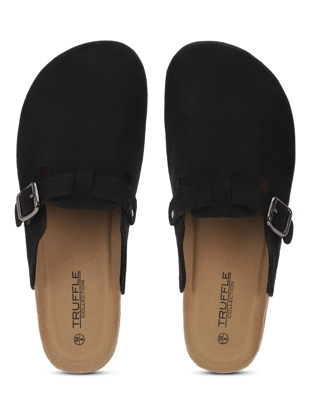 Flats à semelle souple en liège et latex imitation daim noir (TC-100506-BLK)