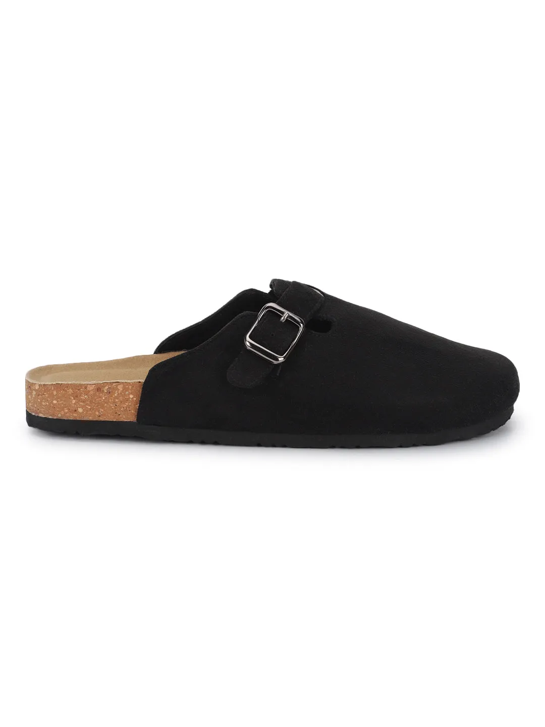 Flats à semelle souple en liège et latex imitation daim noir (TC-100506-BLK)