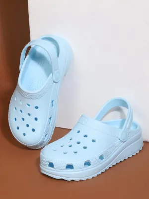 Mules en PU bleu à enfiler (TC-EZ0129-01-BBLU)