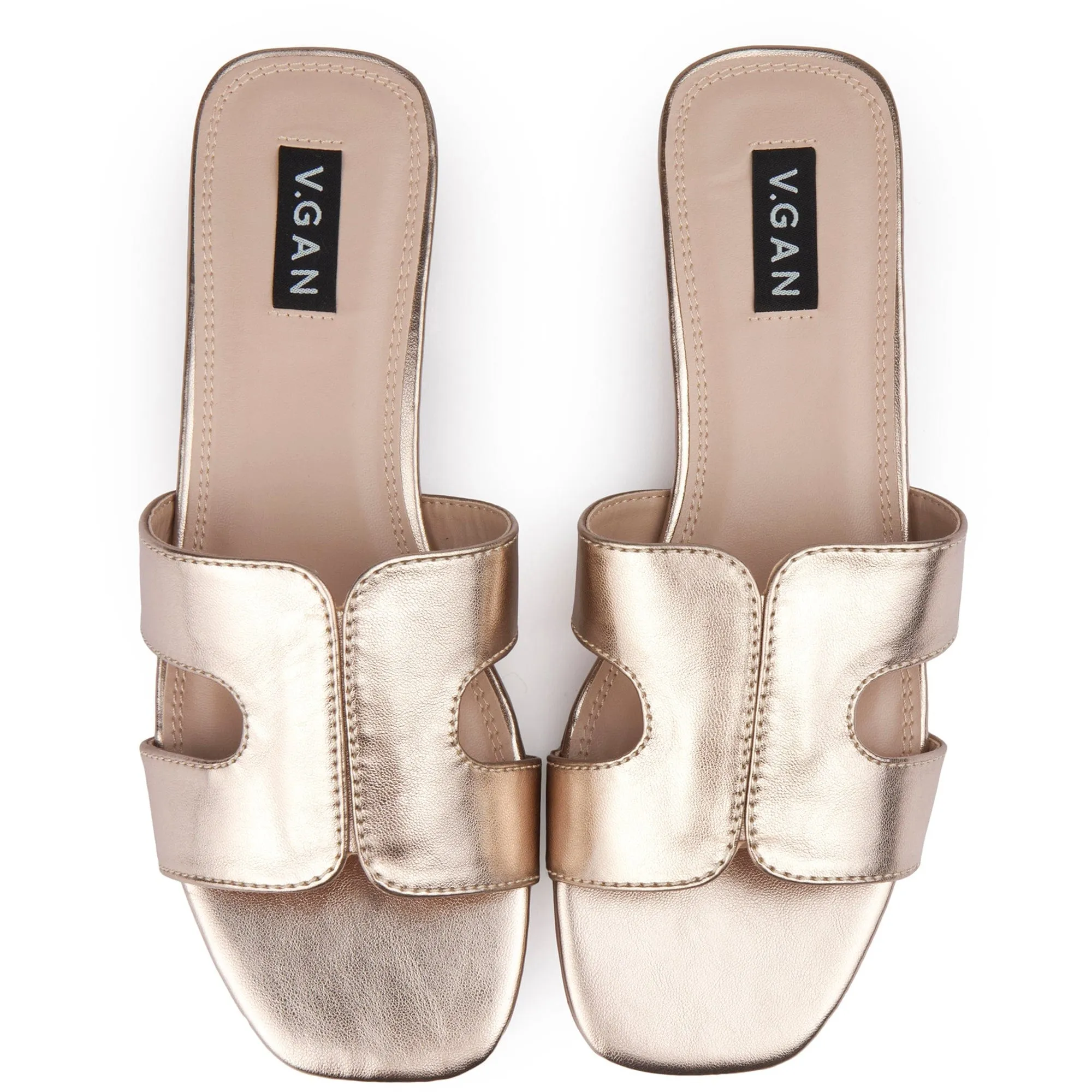 Sandales Classiques à Glissière en Simili-Cuir Vegan pour Femme Bok | Or