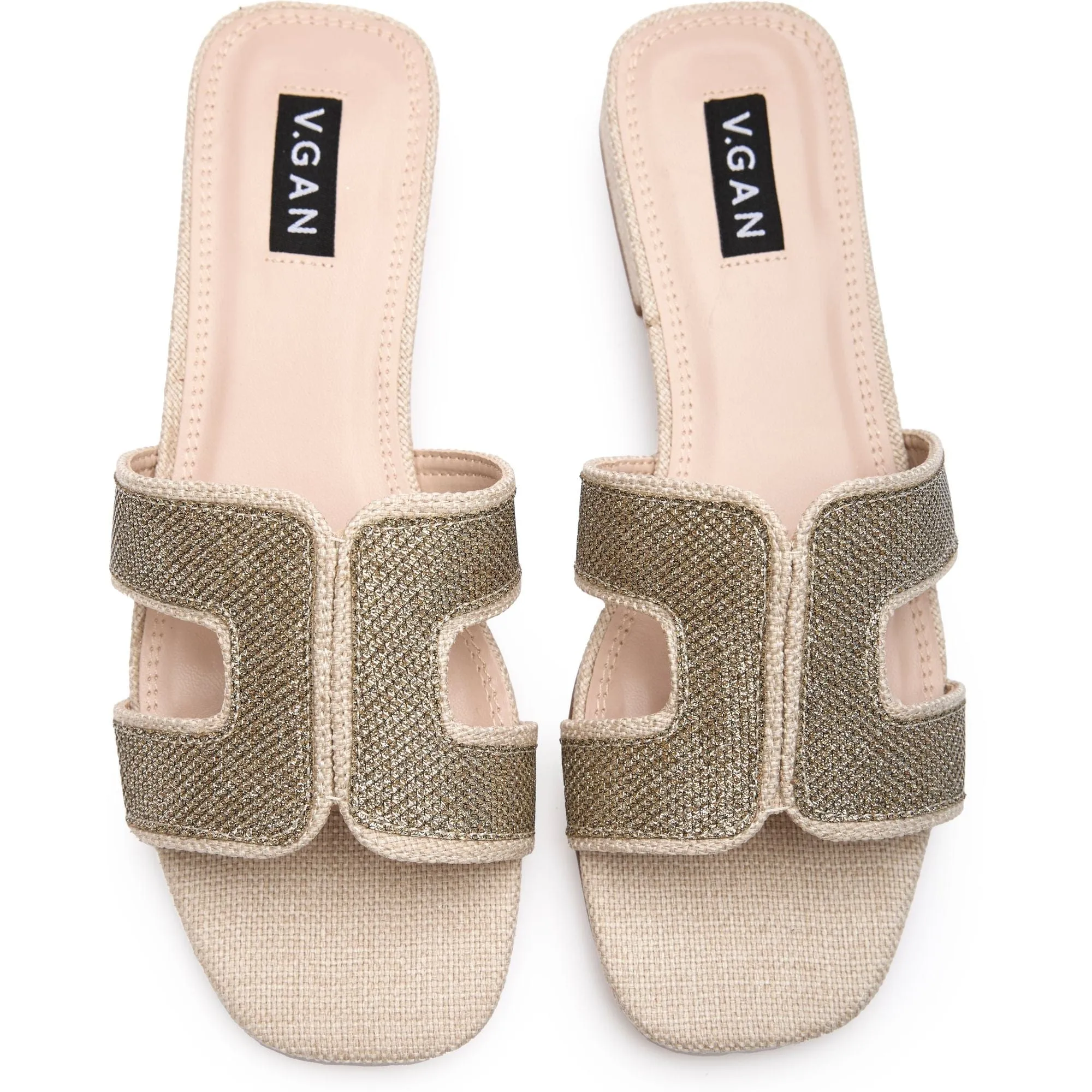 Sandales slides en similicuir vegan pour femmes Bok | Métallisé