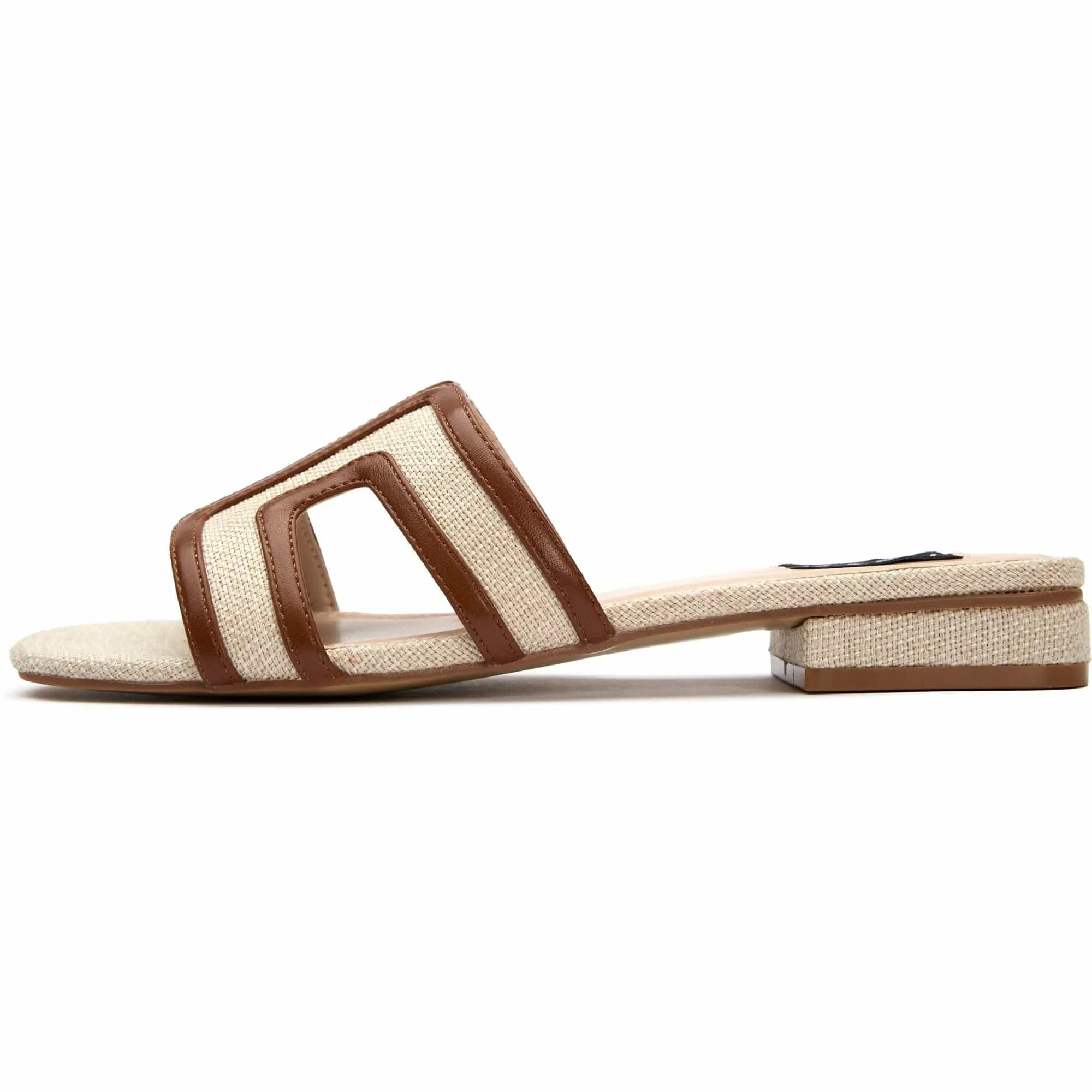 Sandales slides en similicuir végan pour femmes Bok | Naturel et beige