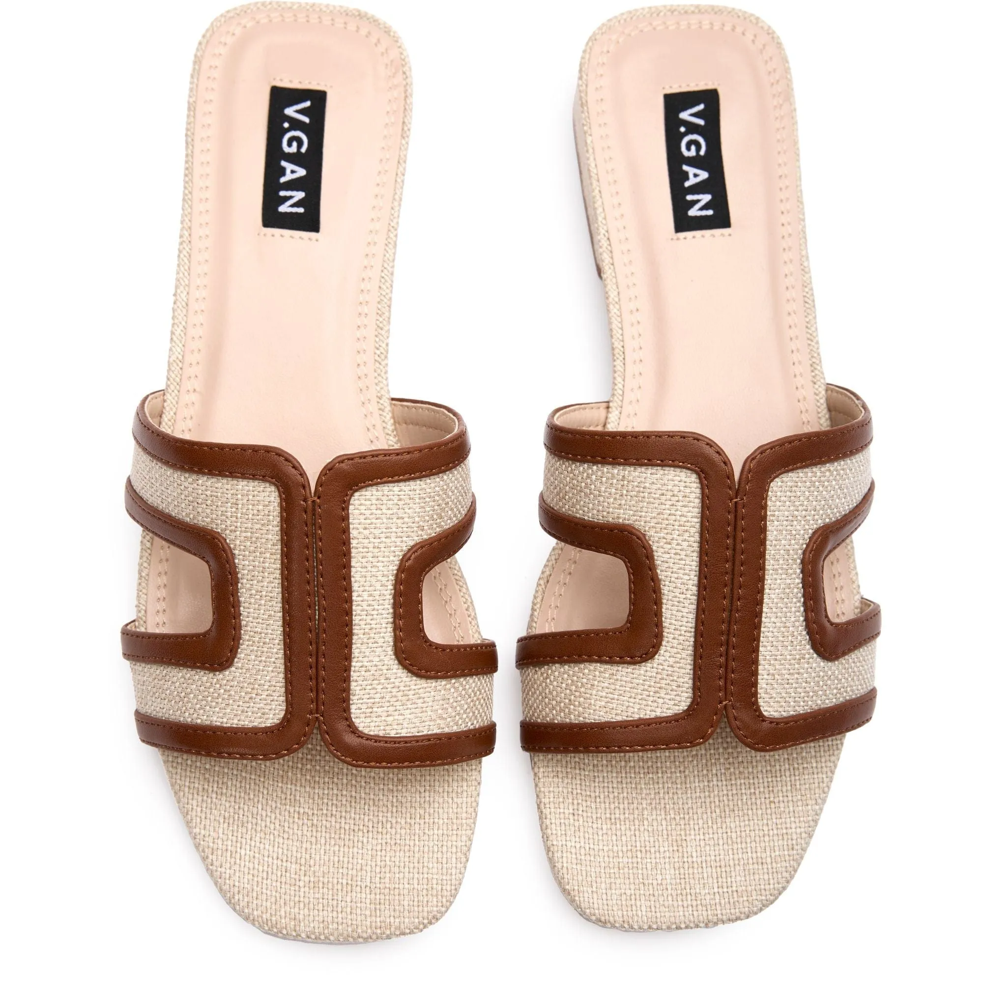 Sandales slides en similicuir végan pour femmes Bok | Naturel et beige