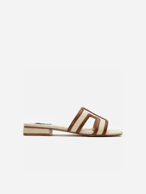 Sandales slides en similicuir végan pour femmes Bok | Naturel et beige